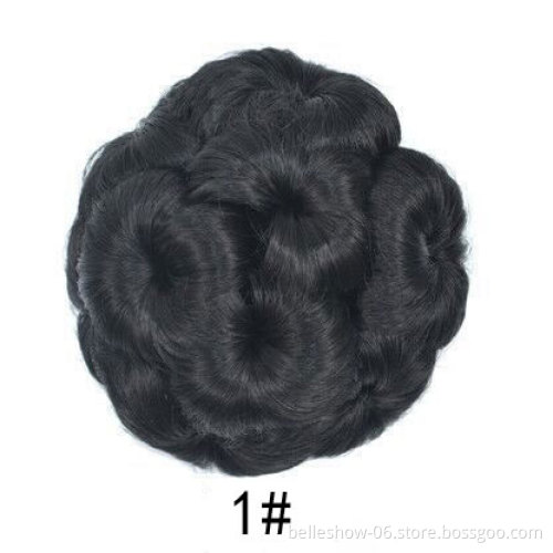 Hot sell white hair chignon 18 colors nine flower shape Synthetic Chignon  hair clip bun synthetic hair pieces